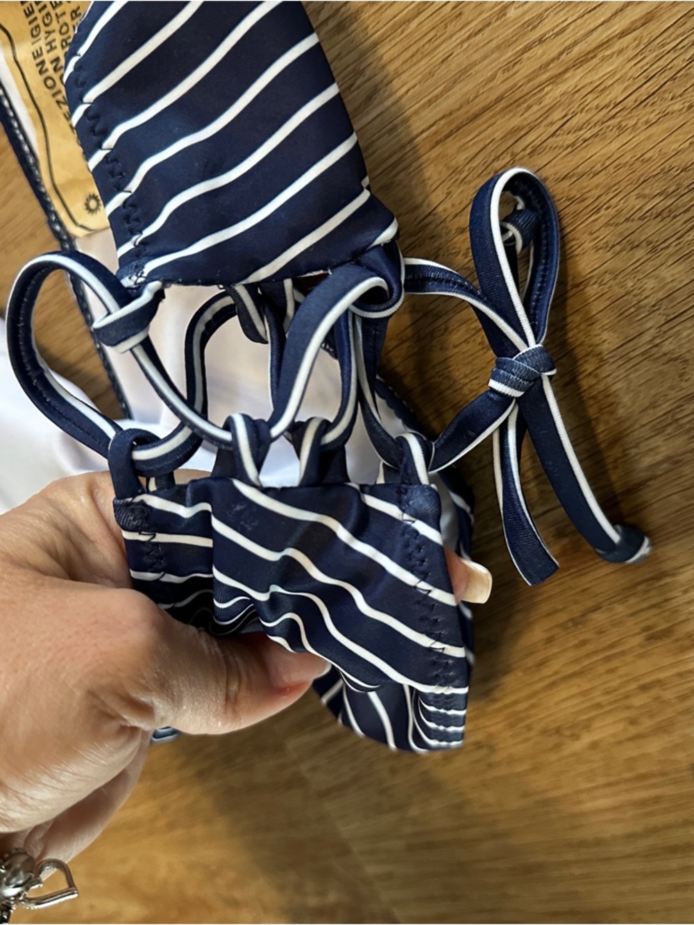 Beachsissi Navy Stripe Tie Side Bikini Bottom XL Coastal Chic - NEW - Picture 7 of 9